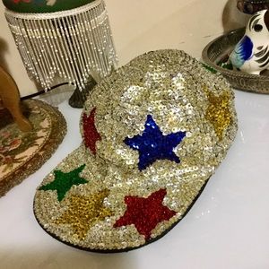 🌈🌟Amazing Vintage Sequined Star Grandma Hat⭐️🌈
